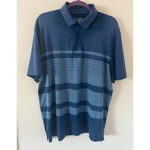Under Armour Playoff Polo Men's XL Blue Striped Loose Fit HeatGear Golf Shirt